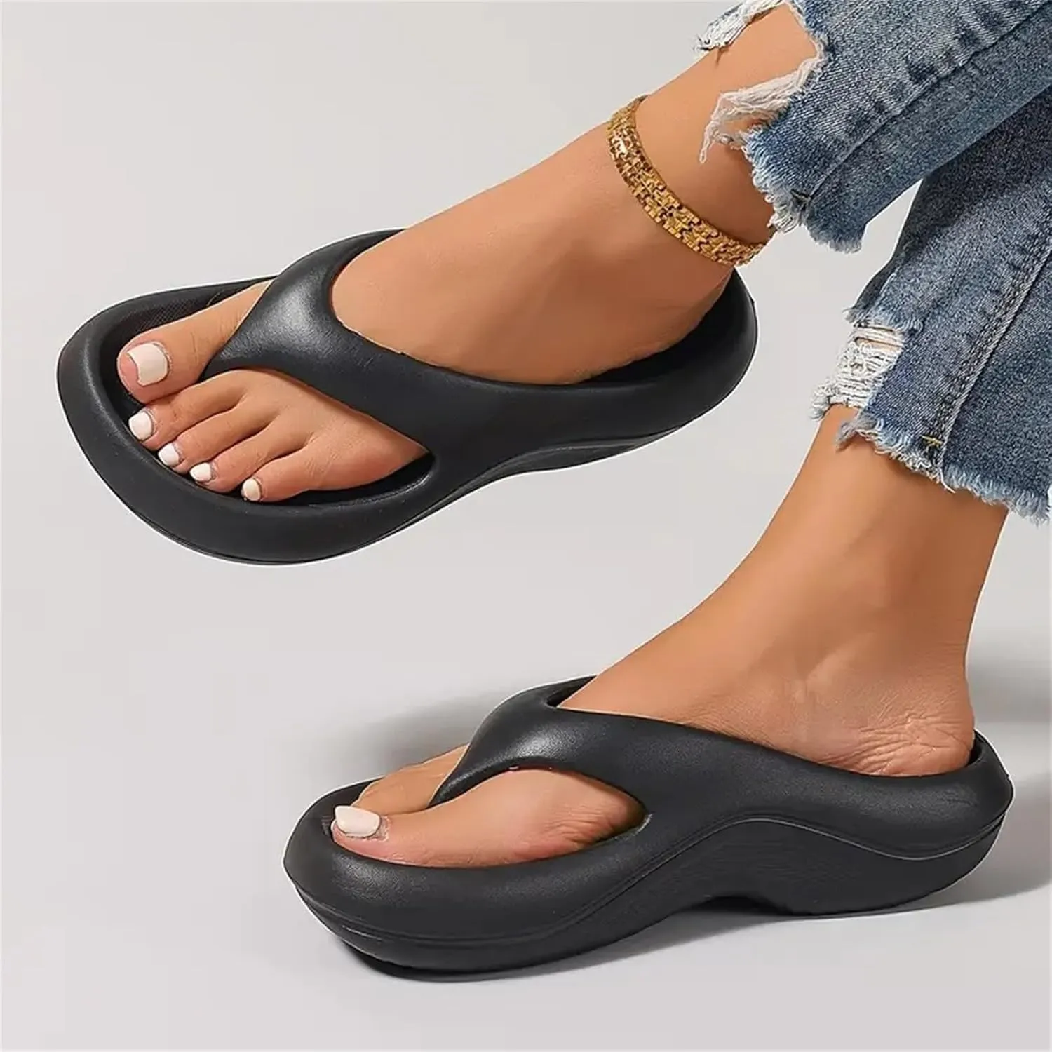 Arch Support Flip Flops for Women Plantar Fasciitis Orthopedic Sandals Pillow Soft Summer Beach Shoes Non-Slip Walking Platform Recovery Flipflops Slides Unisex Comfortable Cloud Slippers