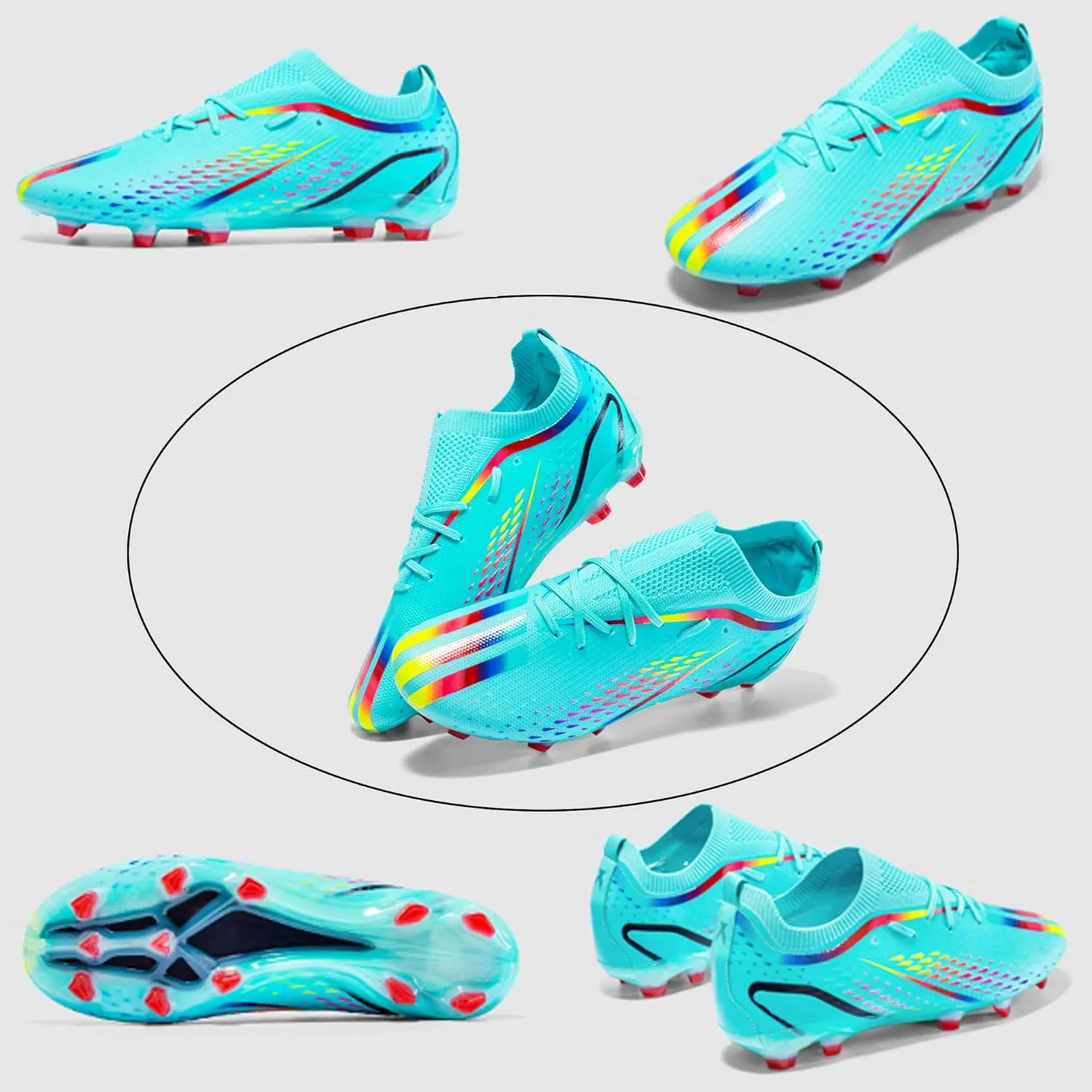 Asifn Men's Football Boys' Five Person Outdoor Indoor Spiked Track and Field Softball and Rugby Shoes