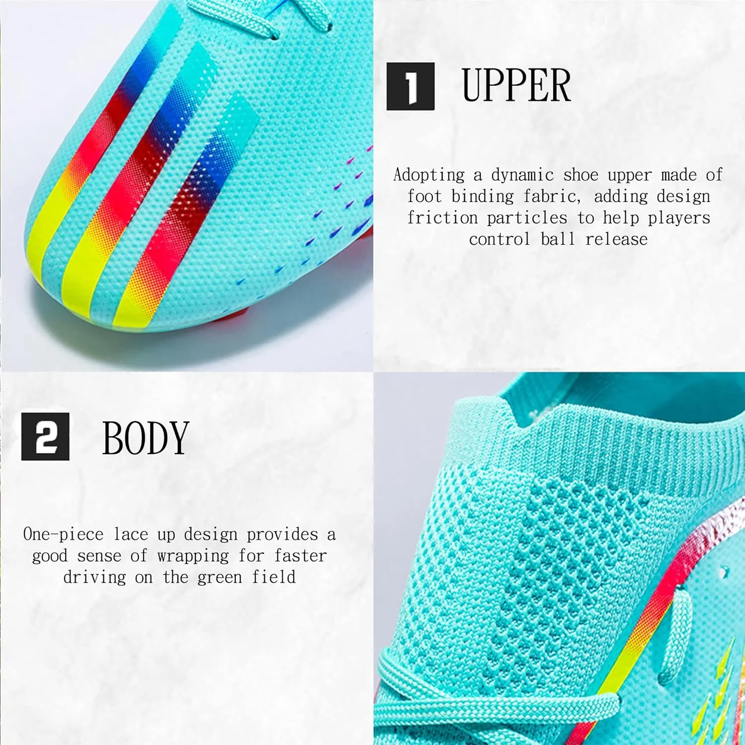 Asifn Men's Football Boys' Five Person Outdoor Indoor Spiked Track and Field Softball and Rugby Shoes