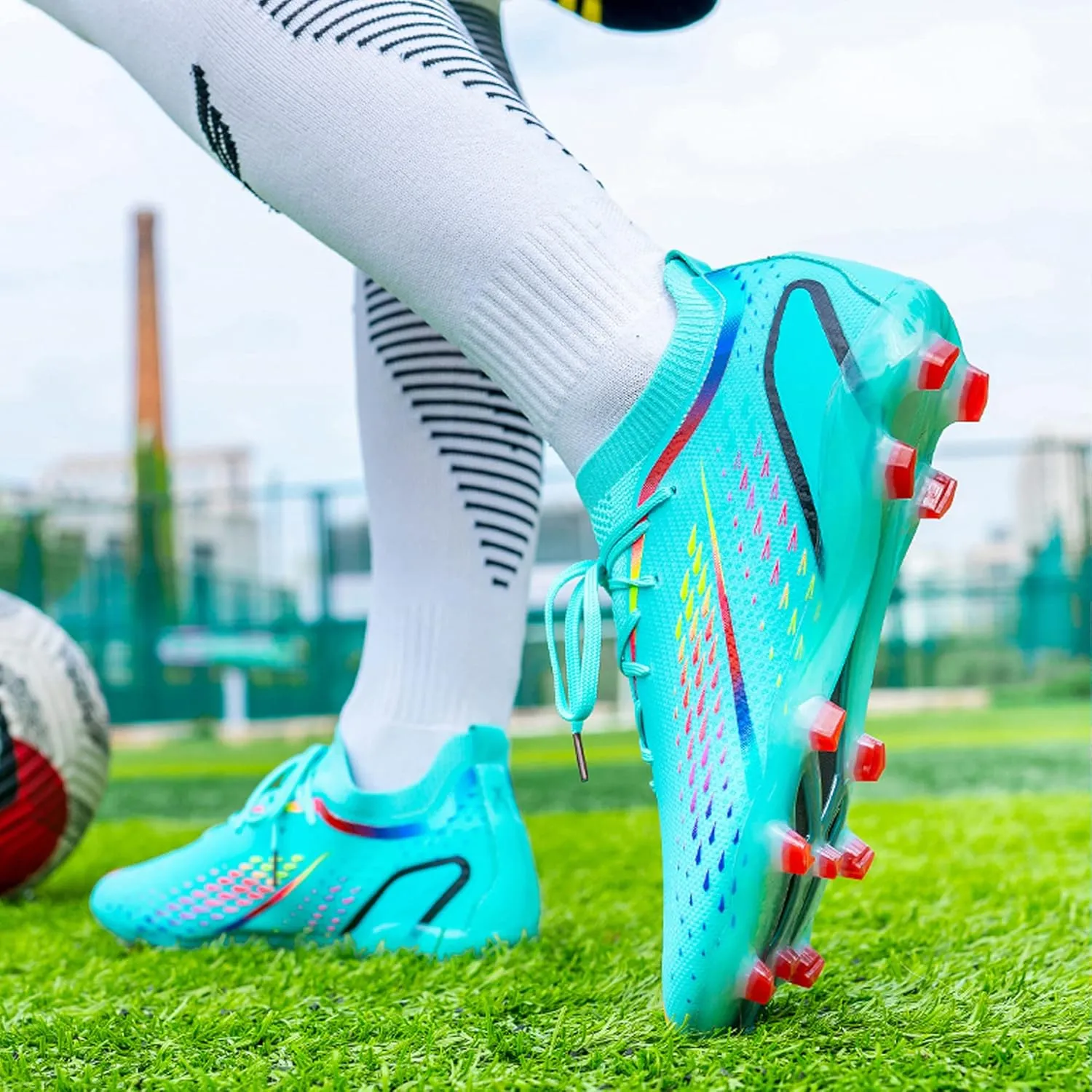Asifn Men's Football Boys' Five Person Outdoor Indoor Spiked Track and Field Softball and Rugby Shoes