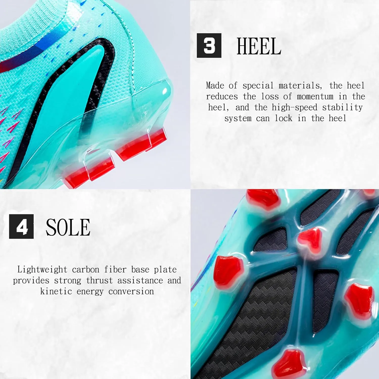 Asifn Men's Football Boys' Five Person Outdoor Indoor Spiked Track and Field Softball and Rugby Shoes