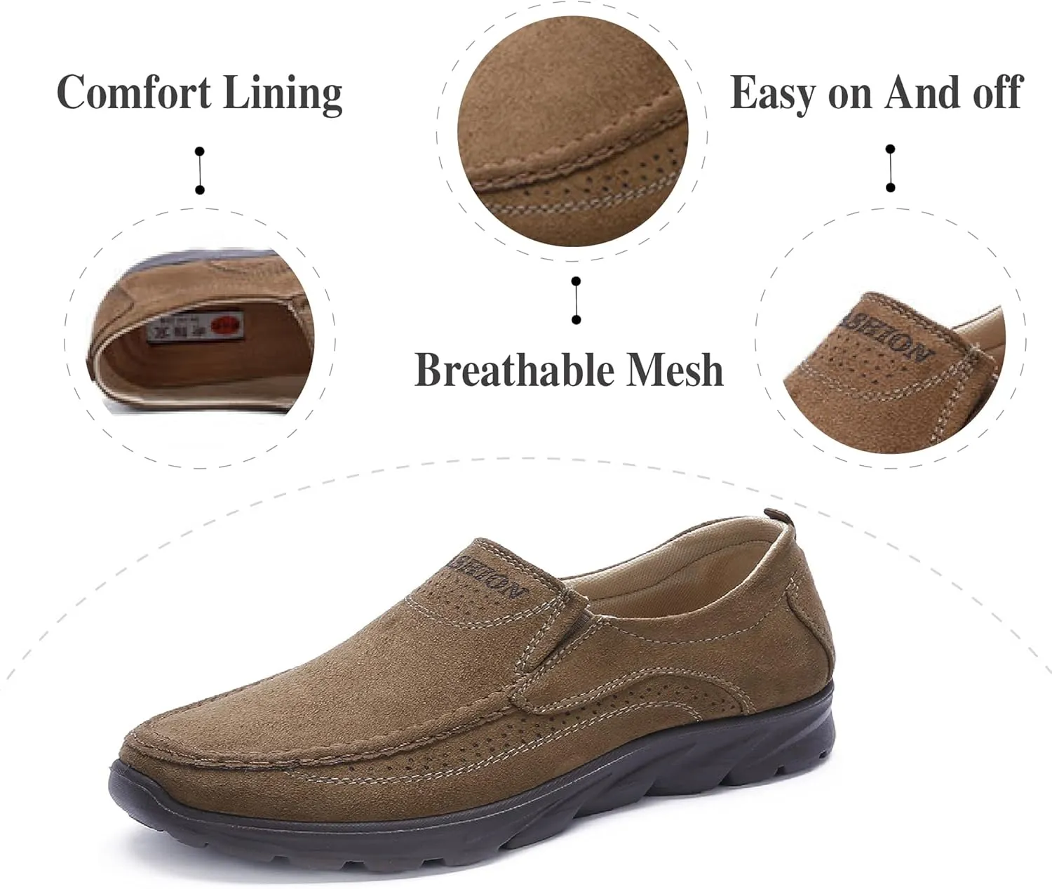 Asifn Mens Non-Slip Loafers Comfortable Casual Walking Shoes Flat Outdoor Shoes Lightweight Soft Office Shoes