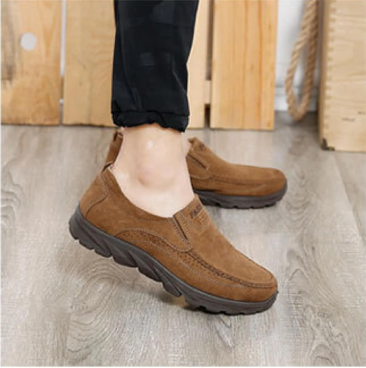 Asifn Mens Non-Slip Loafers Comfortable Casual Walking Shoes Flat Outdoor Shoes Lightweight Soft Office Shoes