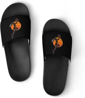 Basketball Girl PVC Home Slippers Non-Slip Bathroom Slippers Durable Shower Shoes for Women Men