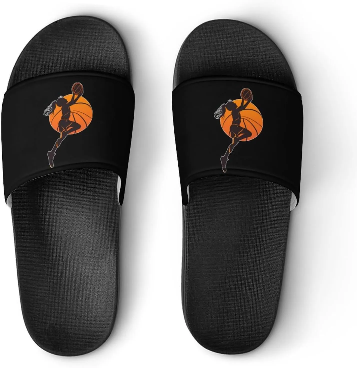 Basketball Girl PVC Home Slippers Non-Slip Bathroom Slippers Durable Shower Shoes for Women Men
