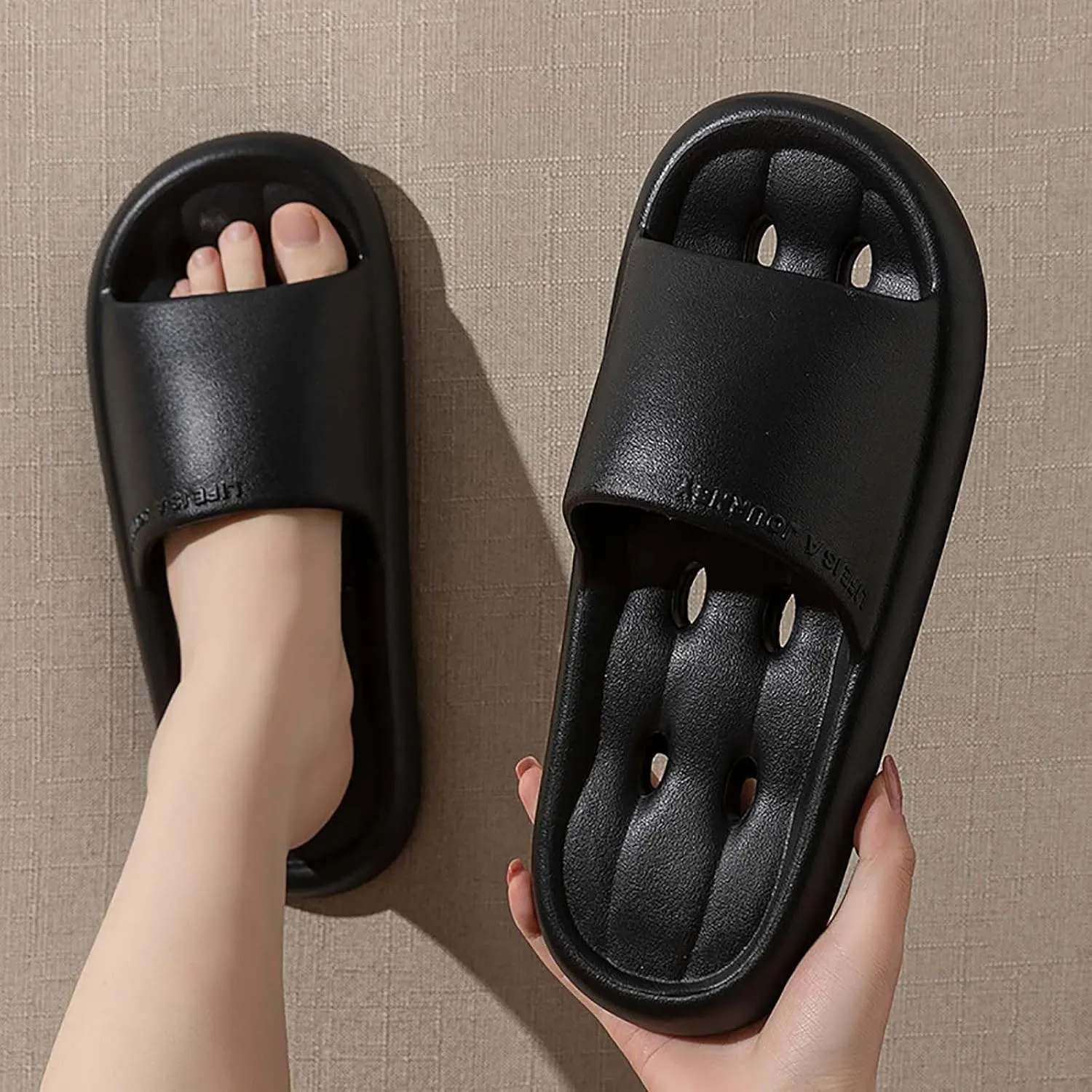 Bath Slippers Womens Bathroom Slipper Women and Men Pillow Slippers Shower Shoes Open Toe Non-Slip Quick Drying