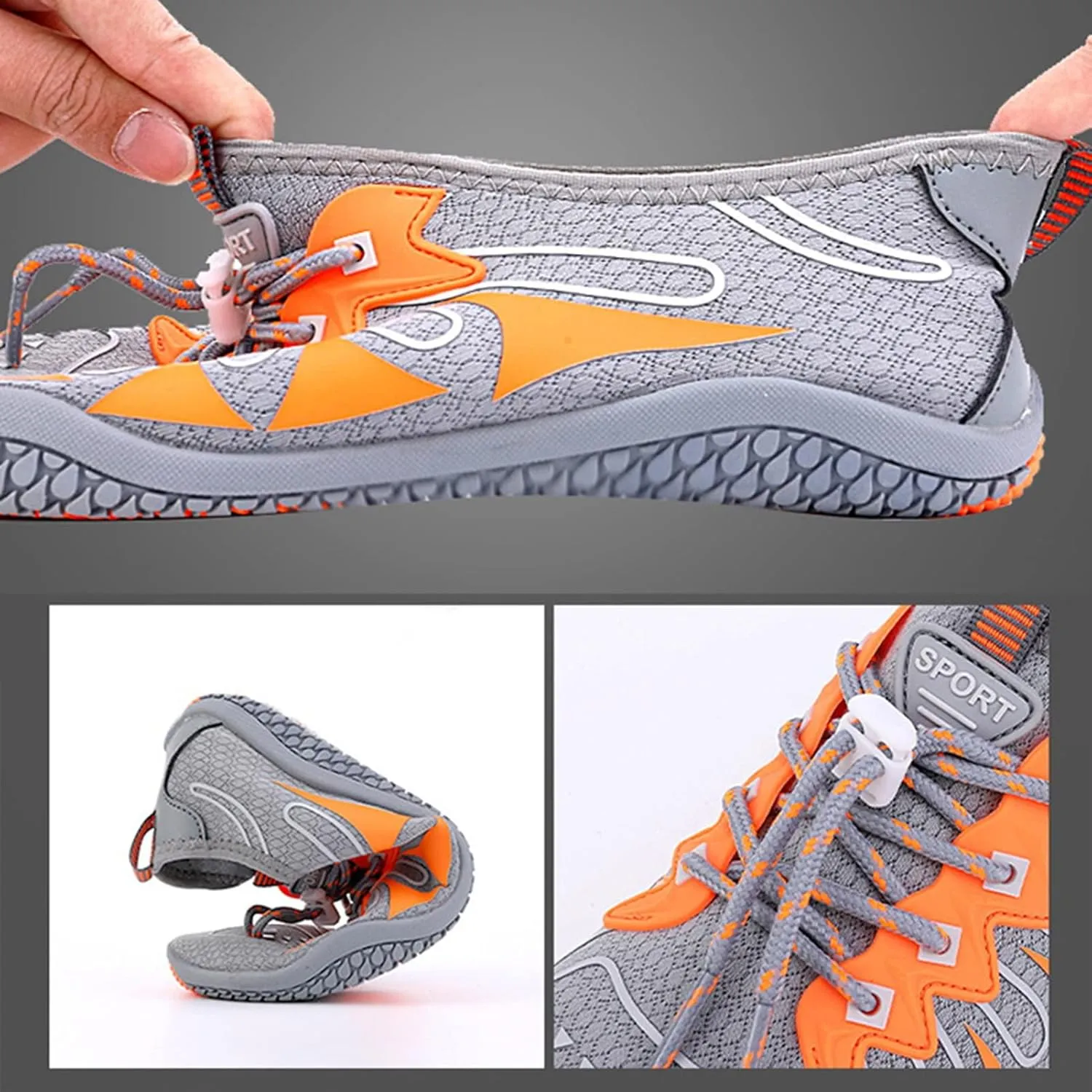 Beach Hiking Water Shoes,Quick-Dry Summer Breathable Barefoot Swim Shoes,Lightweight Slip Resistant Surf Pool Aqua Shoes,Unisex,with Draining Hole,for Cycling/Fitness/Yoga
