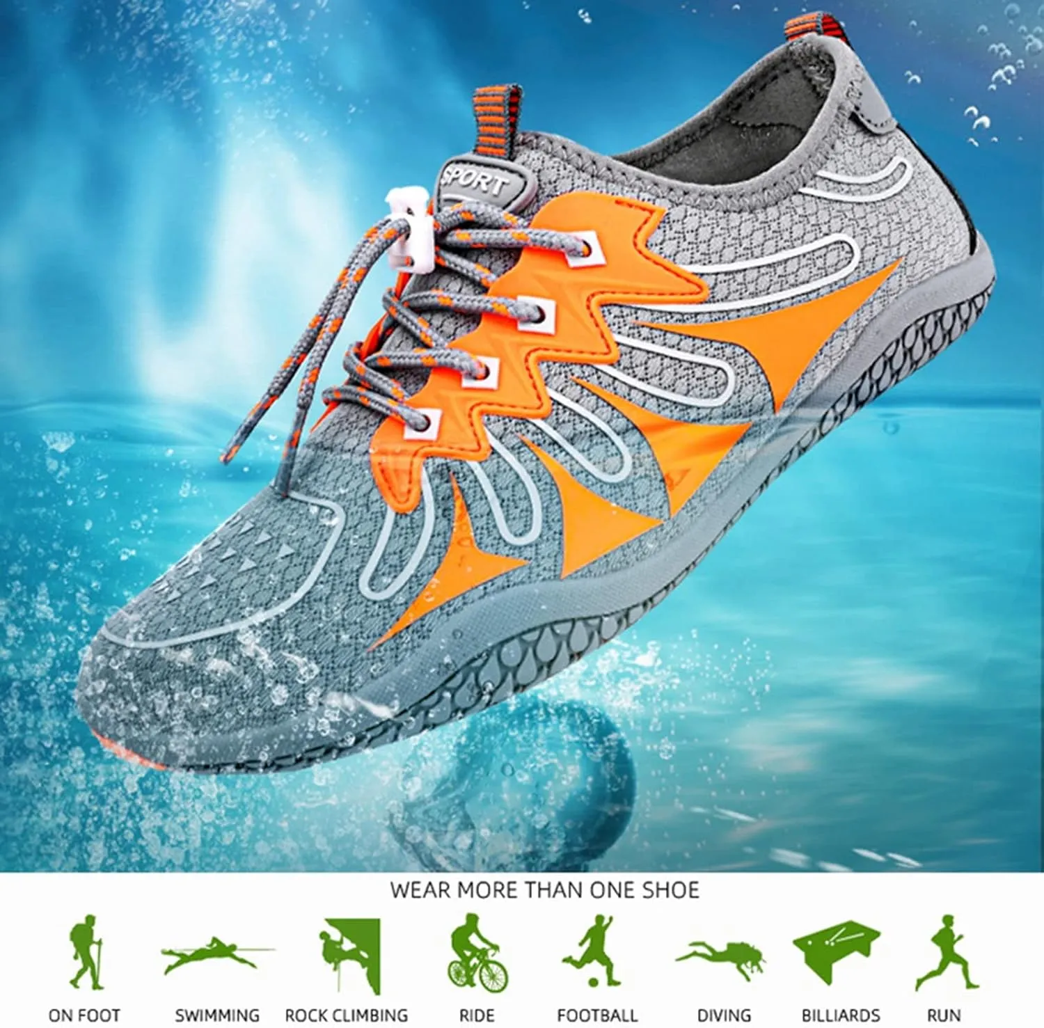 Beach Hiking Water Shoes,Quick-Dry Summer Breathable Barefoot Swim Shoes,Lightweight Slip Resistant Surf Pool Aqua Shoes,Unisex,with Draining Hole,for Cycling/Fitness/Yoga