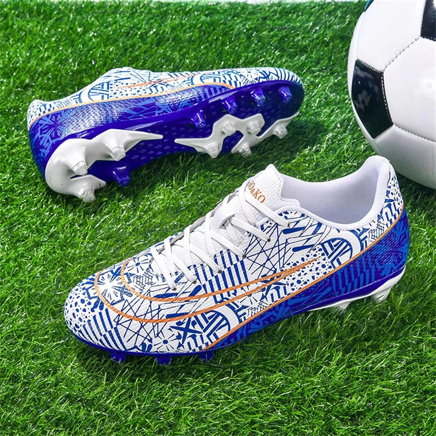 Boy's Soccer Cleats Mens Football Shoes Women Girls Low Tops Non-Slip Spikes Indoor Outdoor Firm Ground Athletic Combat
