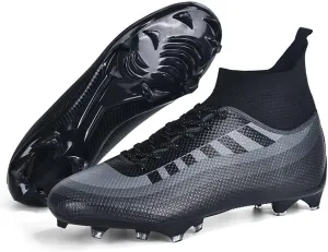 Bright Leather Gradient Adult/Children Football Shoes for Men and Women, Outdoor/Lawn/Indoor Football Field Black TF 35