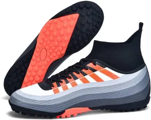 Bright Leather Gradient Adult/Children Football Shoes for Men and Women, Outdoor/Lawn/Indoor Football Field Orange 44