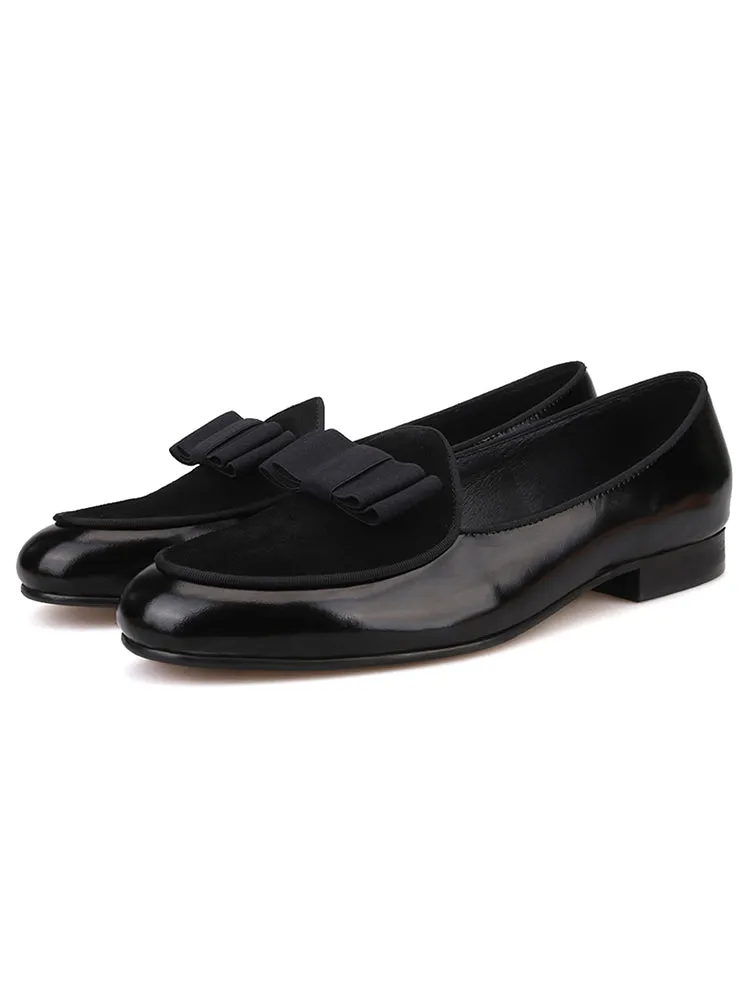 British style cowhide and nubuck leather bow banquet wedding men's loafers European and American footwear trendy formal leather shoes