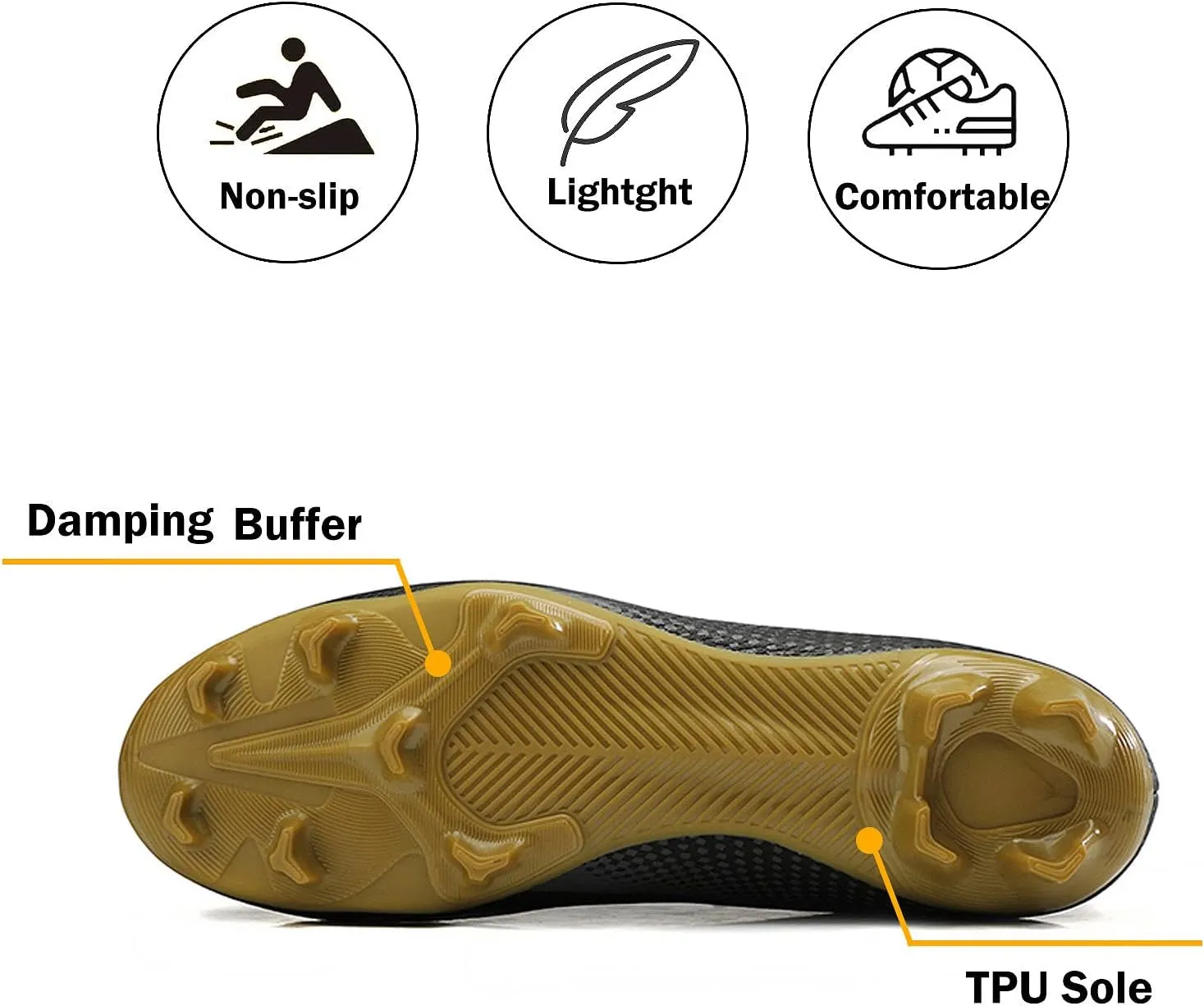 CERYTHRINA Kids Athletic Soccer Shoes Boys Girls Professional Football Shoes Mens Youth Comfortable and Breathable Football Cleats Training Sneakers