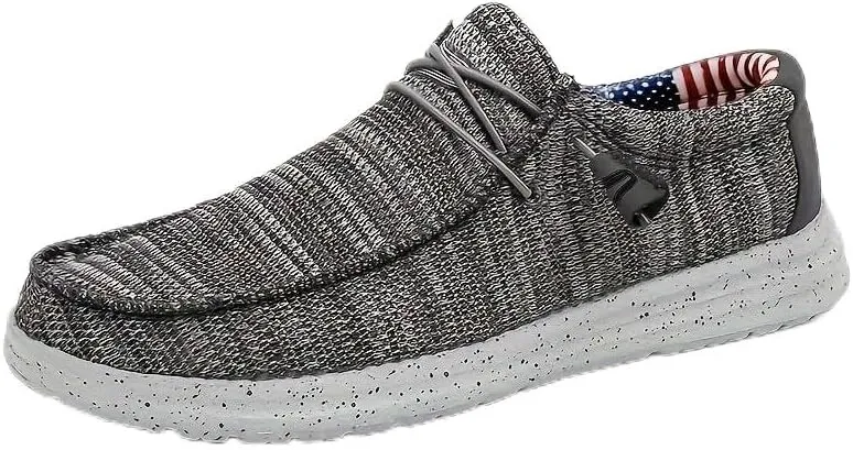 Comfy Non-Slip Men's Loafer Shoes with Decorative Shoelaces - Breathable Sneakers for Spring and Summer