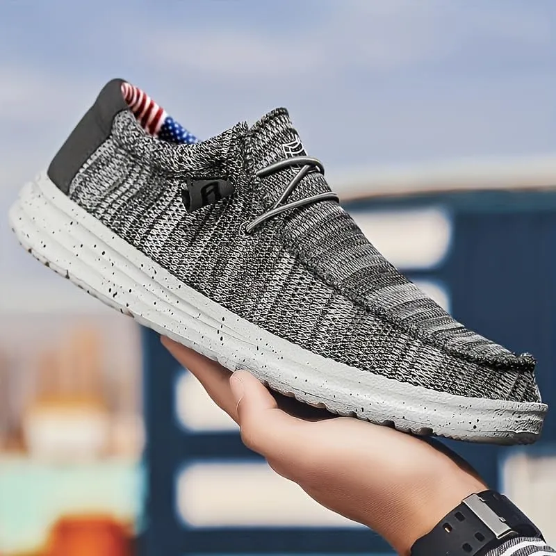 Comfy Non-Slip Men's Loafer Shoes with Decorative Shoelaces - Breathable Sneakers for Spring and Summer