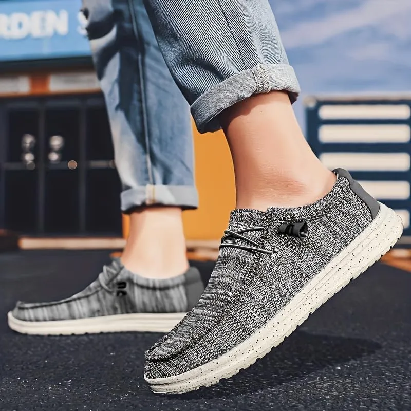 Comfy Non-Slip Men's Loafer Shoes with Decorative Shoelaces - Breathable Sneakers for Spring and Summer
