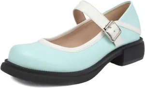 Cute Low Heel Platform Mary Janes for Women Closed Round Toe Strap Pumps with Bow Oxford Shoes Dressy Comfortable Prom Party Girls Uniform School Vacation Holiday