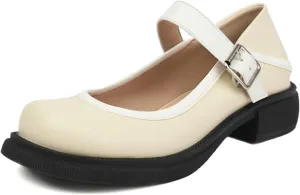 Cute Low Heel Platform Mary Janes for Women Closed Round Toe Strap Pumps with Bow Oxford Shoes Dressy Comfortable Prom Party Girls Uniform School Vacation Holiday