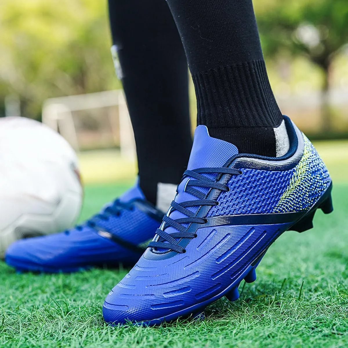 DHOVOR Big Boys Soccer Cleats Football Shoes for Kids Football Cleats Professional Athletic Training Soccer Shoes
