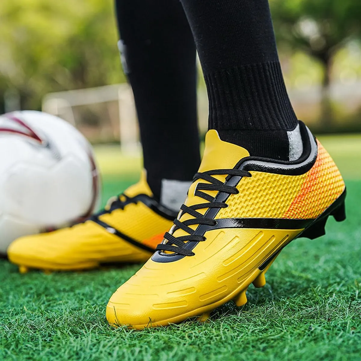 DHOVOR Big Boys Soccer Cleats Football Shoes for Kids Football Cleats Professional Athletic Training Soccer Shoes