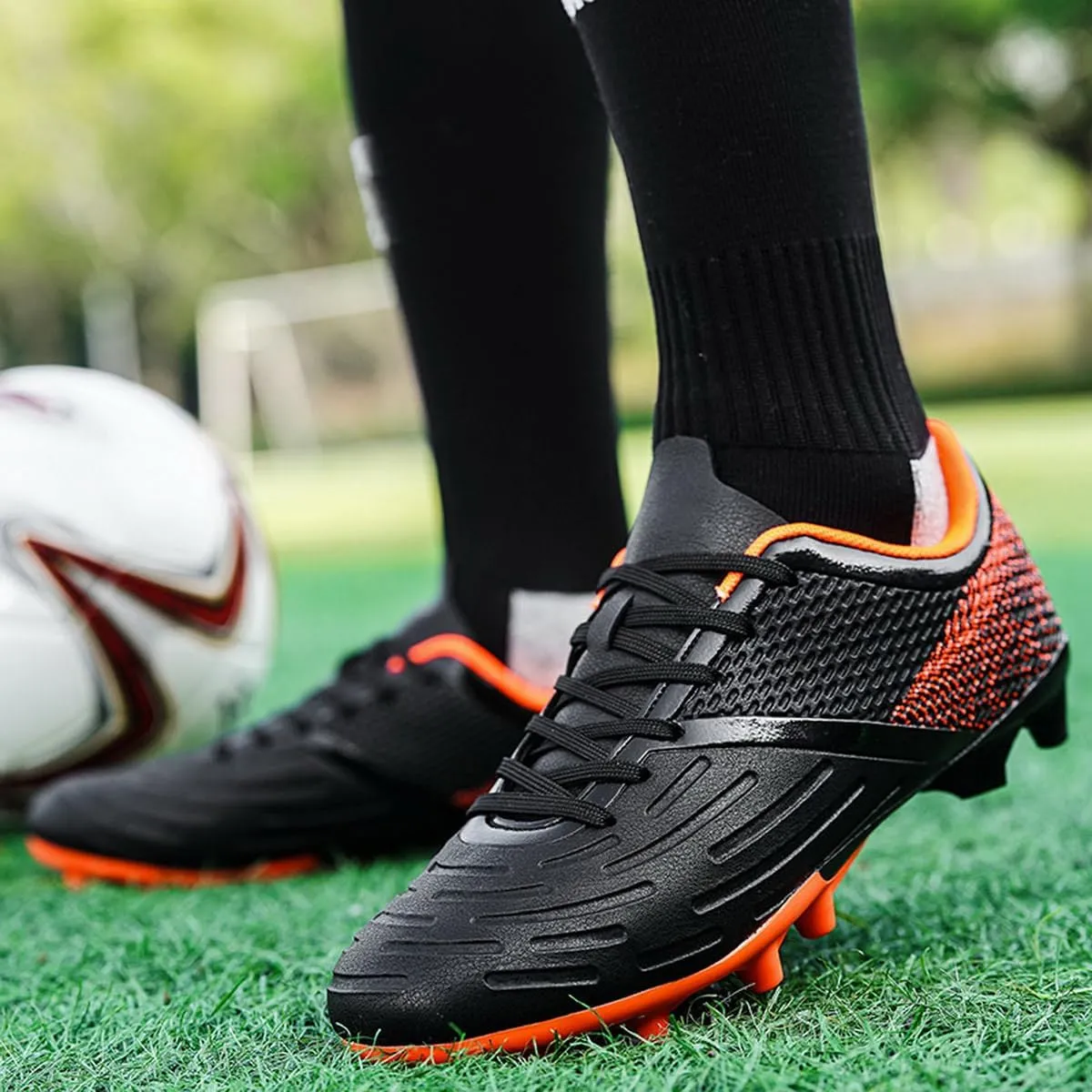 DHOVOR Big Boys Soccer Cleats Football Shoes for Kids Football Cleats Professional Athletic Training Soccer Shoes