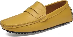 Easy to Put and Remove. Loafer Shoes for Men Genuine Leather Stitching Details Penny Loafer Flat Heel Comfortable Flexible Driving Slip On for All Occasions