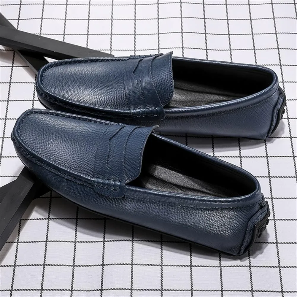 Easy to Put and Remove. Loafer Shoes for Men Genuine Leather Stitching Details Penny Loafer Flat Heel Comfortable Flexible Driving Slip On for All Occasions