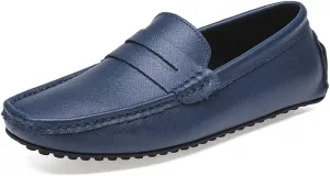 Easy to Put and Remove. Loafer Shoes for Men Genuine Leather Stitching Details Penny Loafer Flat Heel Comfortable Flexible Driving Slip On for All Occasions