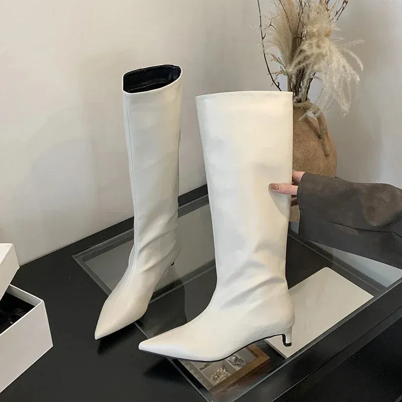Eilyken Autumn Winter Sexy Women Knee-High Boots Street Style Pointed Toe Thin Low Heels Casual Party Shoes Long Botas Mujer