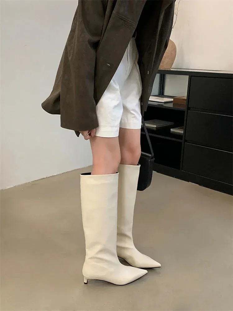 Eilyken Autumn Winter Sexy Women Knee-High Boots Street Style Pointed Toe Thin Low Heels Casual Party Shoes Long Botas Mujer