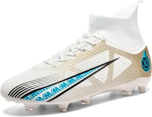 Eliogn Big Kids Soccer Shoes Mens Soccer Cleats Professional Training Turf High-top Football Shoes Outdoor Comfortable Training Football Shoes