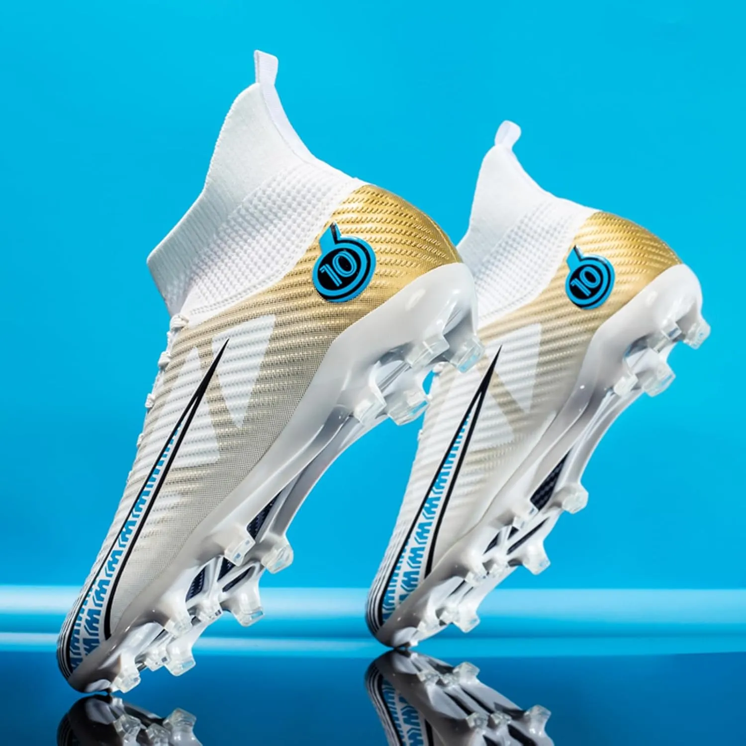 Eliogn Big Kids Soccer Shoes Mens Soccer Cleats Professional Training Turf High-top Football Shoes Outdoor Comfortable Training Football Shoes