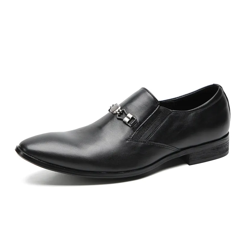 Fashionable men's shoes spring and autumn new style British style formal wear-resistant daily leather shoes business casual flat-heeled loafers
