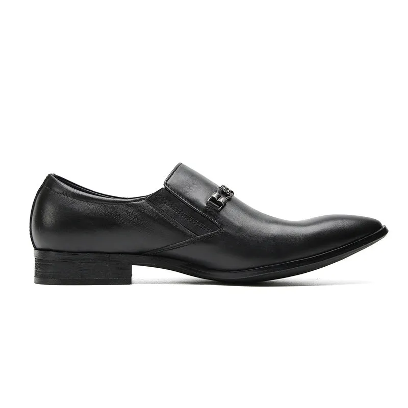 Fashionable men's shoes spring and autumn new style British style formal wear-resistant daily leather shoes business casual flat-heeled loafers