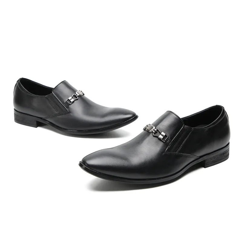 Fashionable men's shoes spring and autumn new style British style formal wear-resistant daily leather shoes business casual flat-heeled loafers