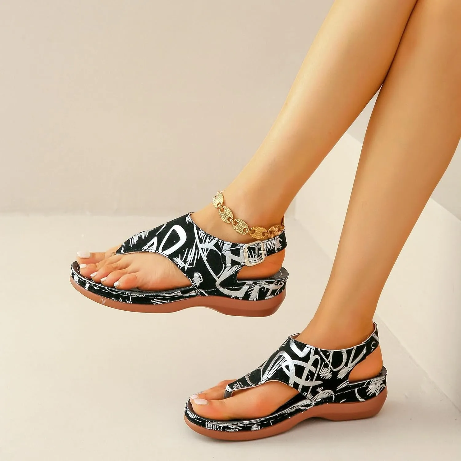 Flat Sandals for Women Beach Graphic Work Spring Casual Summer Flip Flops Ladies 2025 Falt Orthopedic Sandles