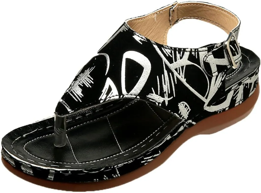 Flat Sandals for Women Beach Graphic Work Spring Casual Summer Flip Flops Ladies 2025 Falt Orthopedic Sandles