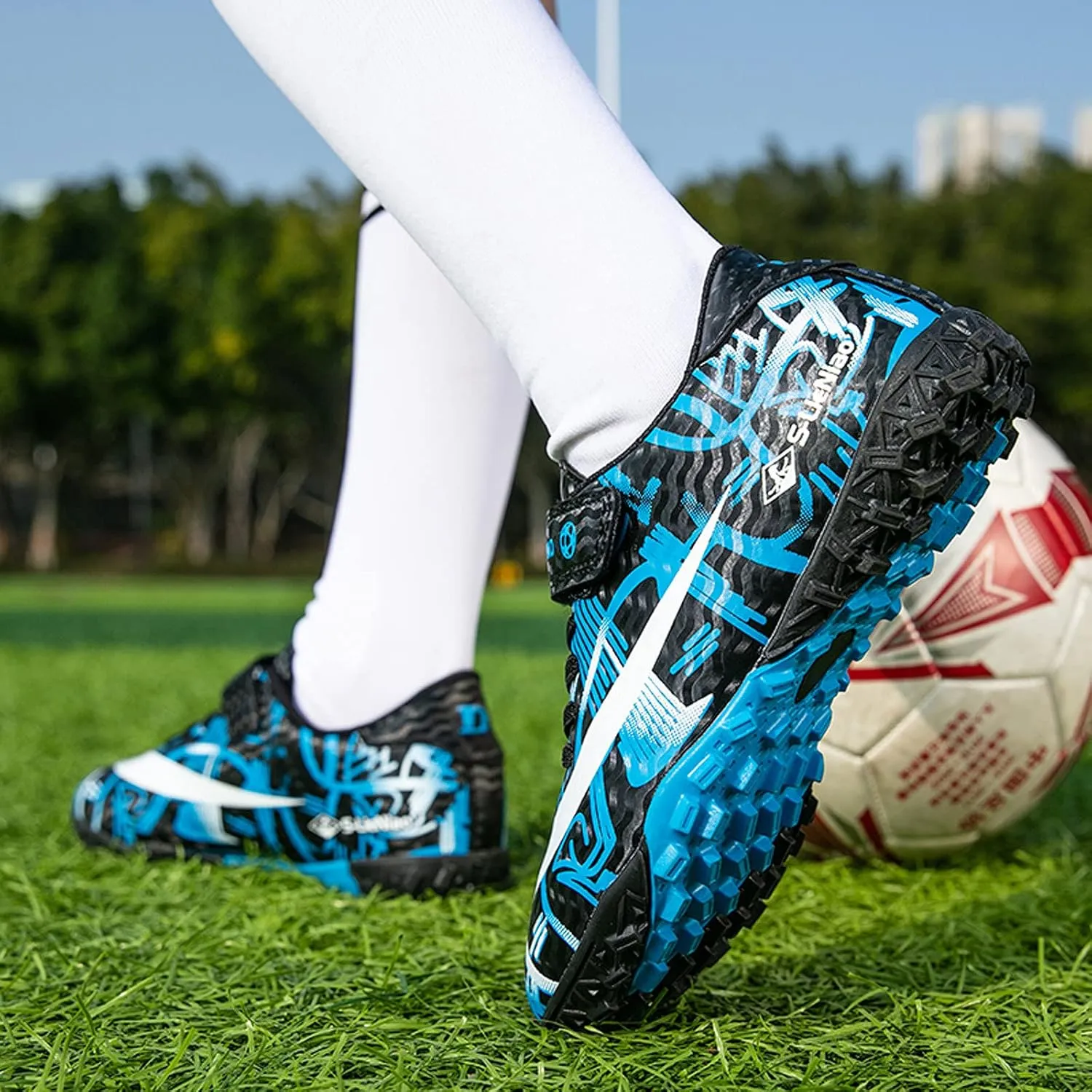 FLIOZY Kids Turf Soccer Shoes Boys Profession Competition Training Shoes Football Athletic Shoes??Little Kid/Big Kid??