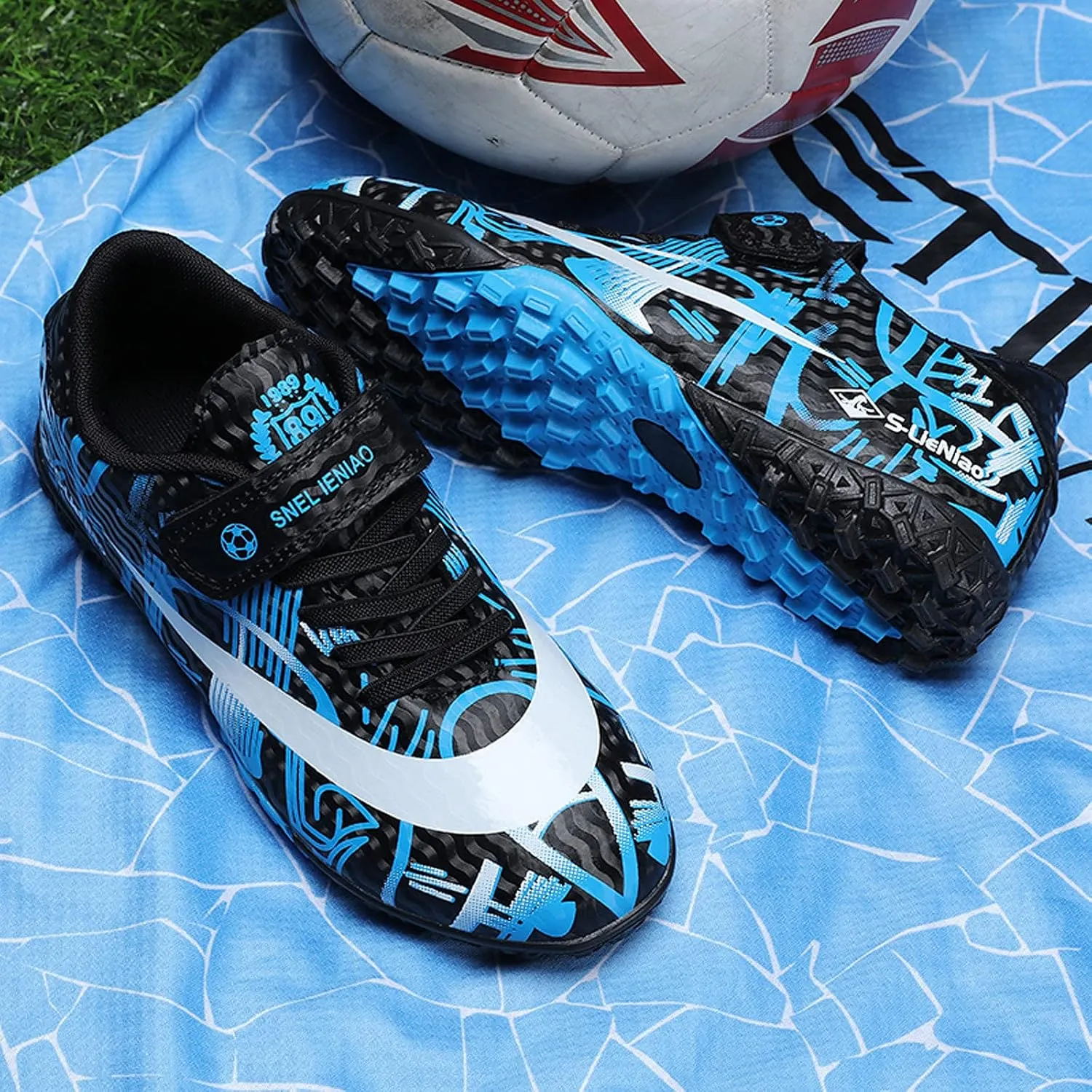 FLIOZY Kids Turf Soccer Shoes Boys Profession Competition Training Shoes Football Athletic Shoes??Little Kid/Big Kid??