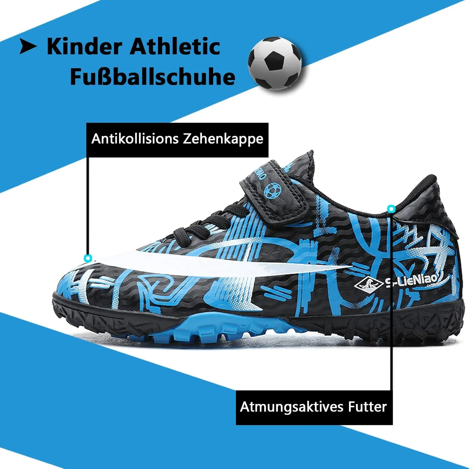 FLIOZY Kids Turf Soccer Shoes Boys Profession Competition Training Shoes Football Athletic Shoes??Little Kid/Big Kid??