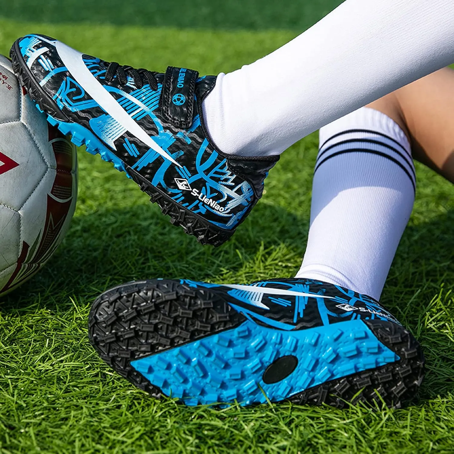 FLIOZY Kids Turf Soccer Shoes Boys Profession Competition Training Shoes Football Athletic Shoes??Little Kid/Big Kid??
