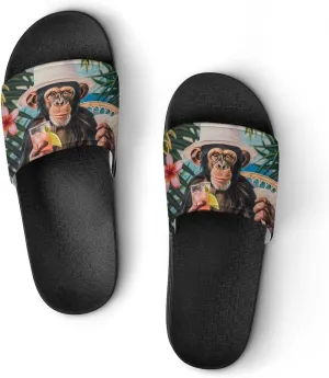 Funky Monkey Cocktail PVC Home Slippers Non-Slip Shower Shoes Casual Bathroom Slippers for Women Men