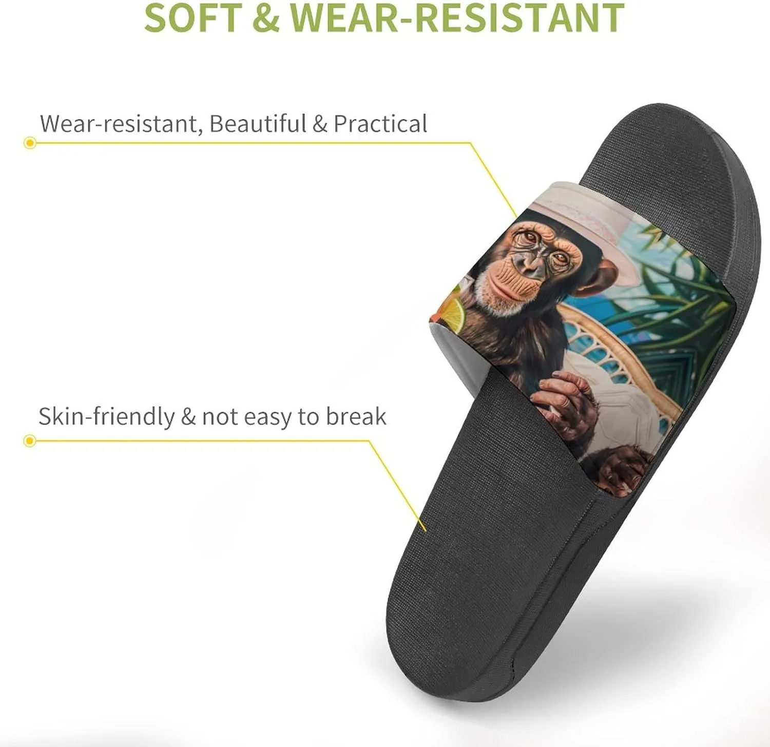 Funky Monkey Cocktail PVC Home Slippers Non-Slip Shower Shoes Casual Bathroom Slippers for Women Men