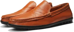 Loafer Shoes Driving Moccasins for Men Genuine Leather Round Toe Stitching Details Rubber Sole Anti-Slip Resistant Flat Heel Flexible Outdoor Slip On
