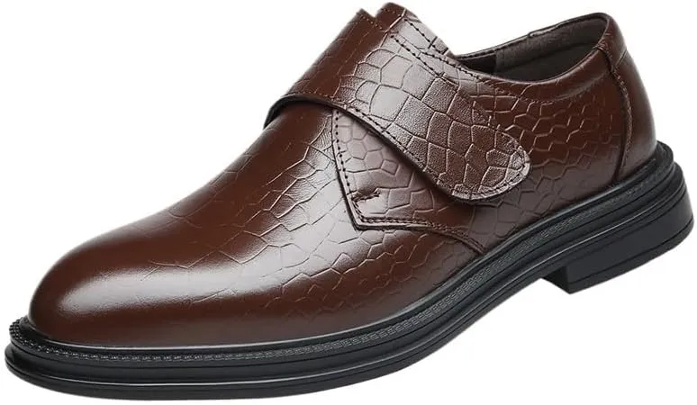 Luxury Genuine Leather Men's Slip-On Dress Shoes, Black Platform Loafers for Business, Wedding, and Office, Men's Birthday Gifts