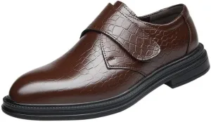 Luxury Genuine Leather Men's Slip-On Dress Shoes, Black Platform Loafers for Business, Wedding, and Office, Men's Birthday Gifts