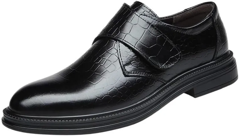 Luxury Genuine Leather Men's Slip-On Dress Shoes, Black Platform Loafers for Business, Wedding, and Office, Men's Birthday Gifts