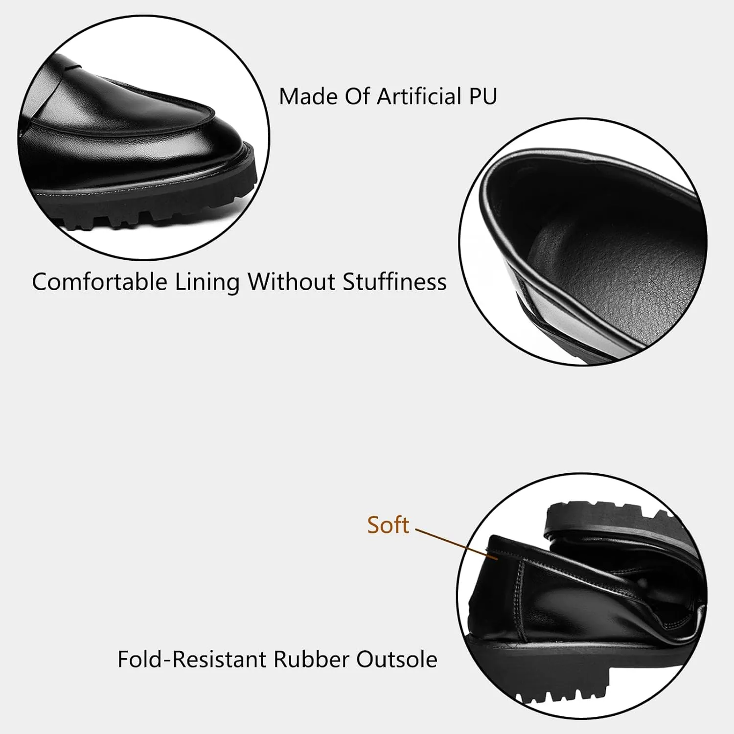 Lymphvity Platform Chunky Heel Loafers for Men Round Toe Slip-on Penny Shoes Casual Comfort Block Heel Dress Shoes