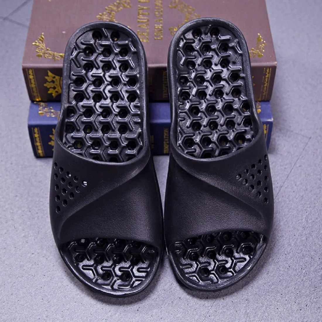 Men Shower Shoes Quick Dry Non-Slip Comfortable Bathroom Slippers with Drain Holes for Home College Dorm Beach Bathroom Gym
