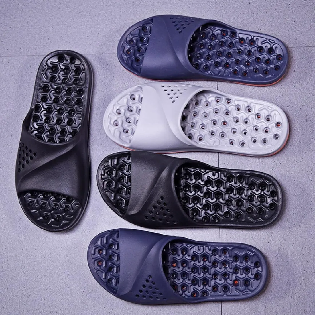 Men Shower Shoes Quick Dry Non-Slip Comfortable Bathroom Slippers with Drain Holes for Home College Dorm Beach Bathroom Gym